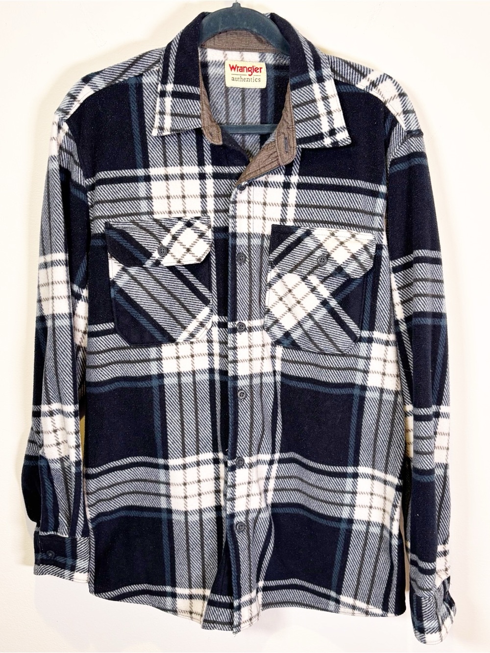 Wrangler Fleece Plaid Button Down Shirt